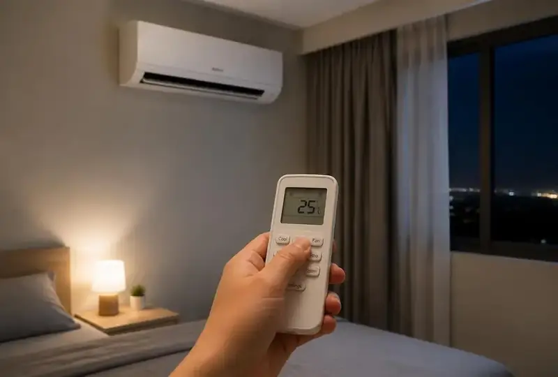 تشغيل مكيف سبليت هادئ في غرفة نوم - شركة السعادة للتكييف والتبريد بالرياض